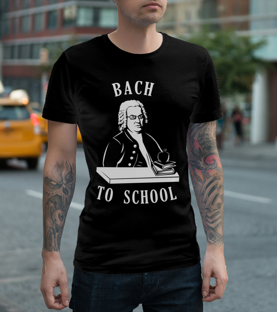 Bach To School Classical Composer with Apple and Books T-Shirt