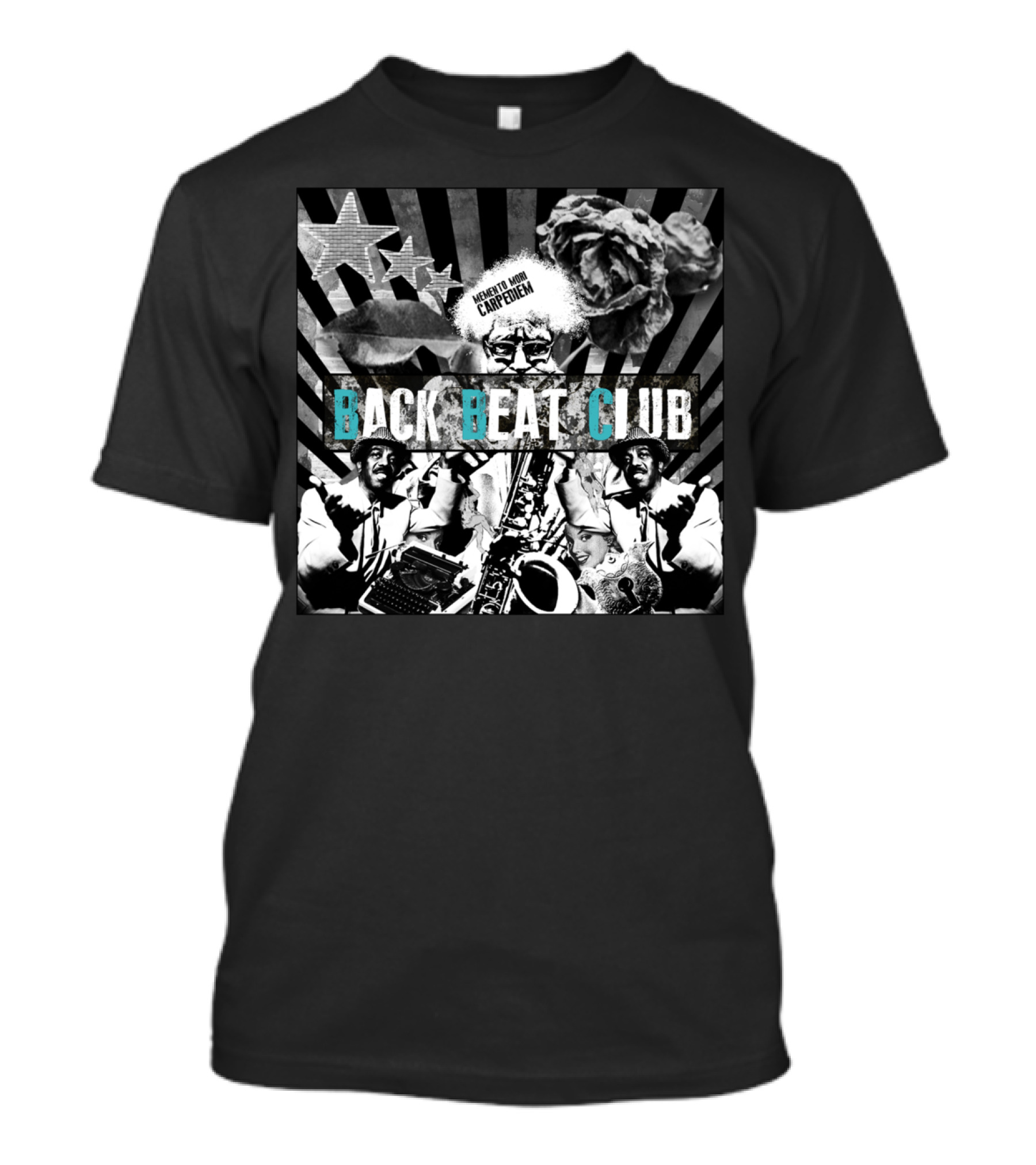 MEMENTO VIVERE CARPE DIEM BACK BEAT CLUB SAXOPHONE STARS ROSE COLLAGE T-Shirt