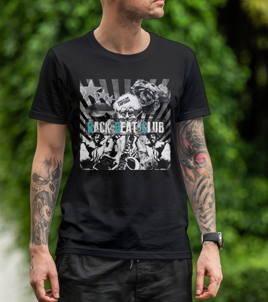 MEMENTO VIVERE CARPE DIEM BACK BEAT CLUB SAXOPHONE STARS ROSE COLLAGE T-Shirt