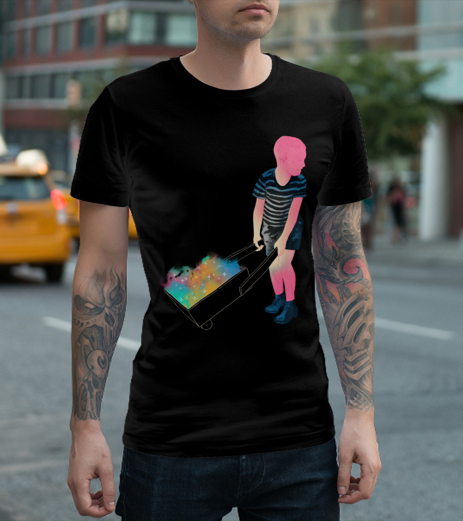 Collecting Wishes Colorful Stardust In Wheelbarrow T-Shirt