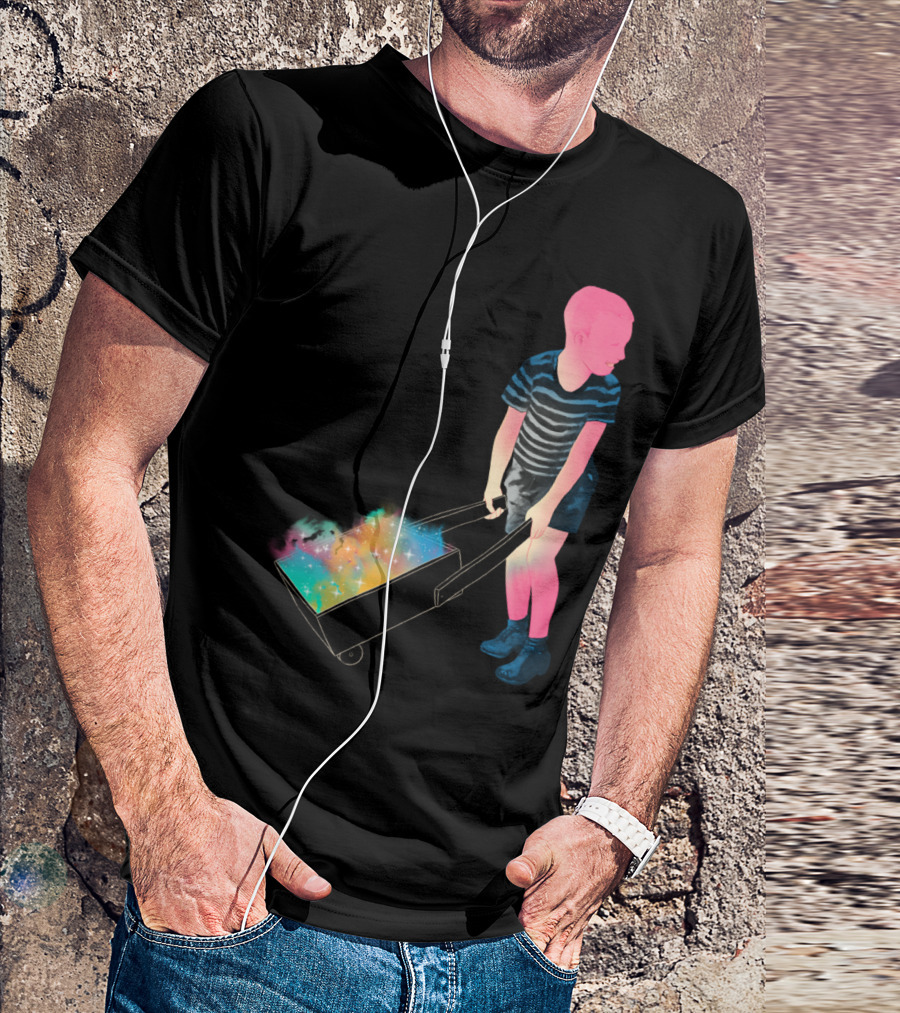 Collecting Wishes Colorful Stardust In Wheelbarrow T-Shirt