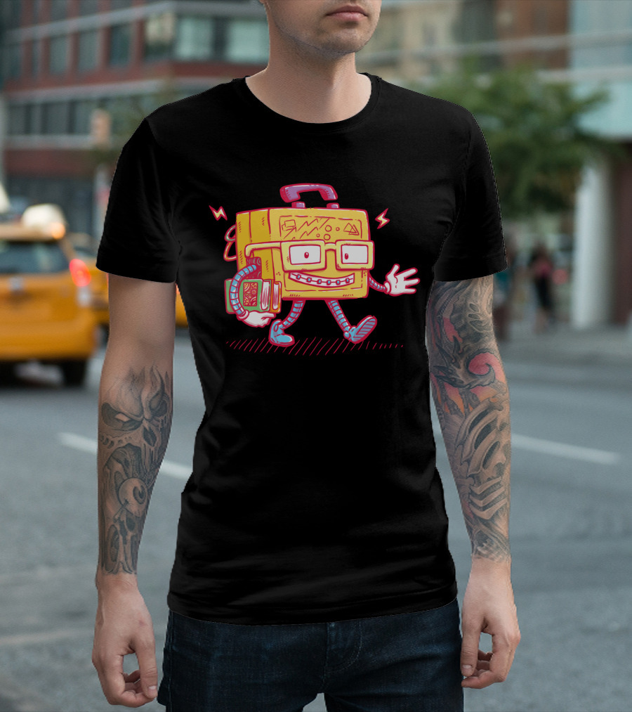 Back To School Lunchpail Bot Cartoon Character With Glasses And Book T-Shirt