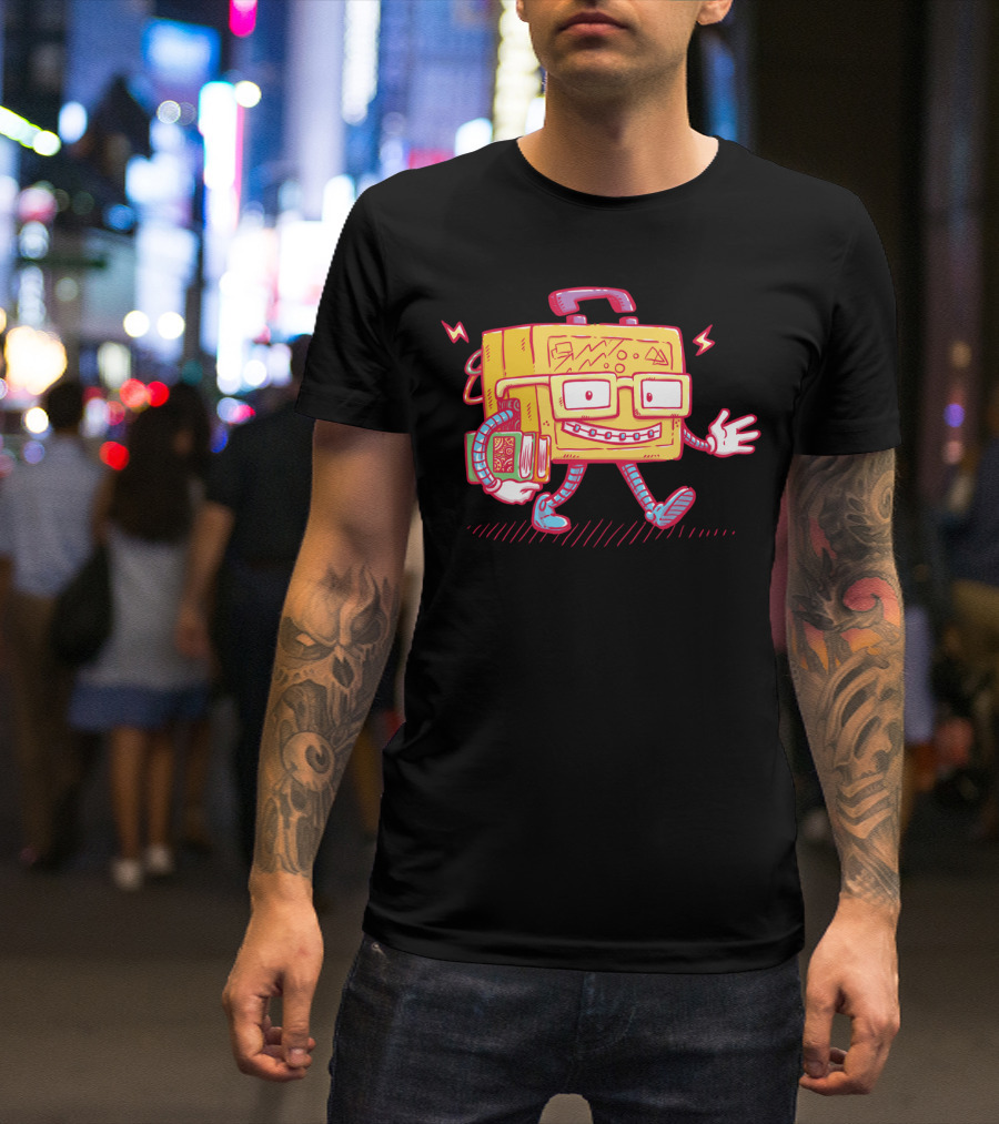 Back To School Lunchpail Bot Cartoon Character With Glasses And Book T-Shirt