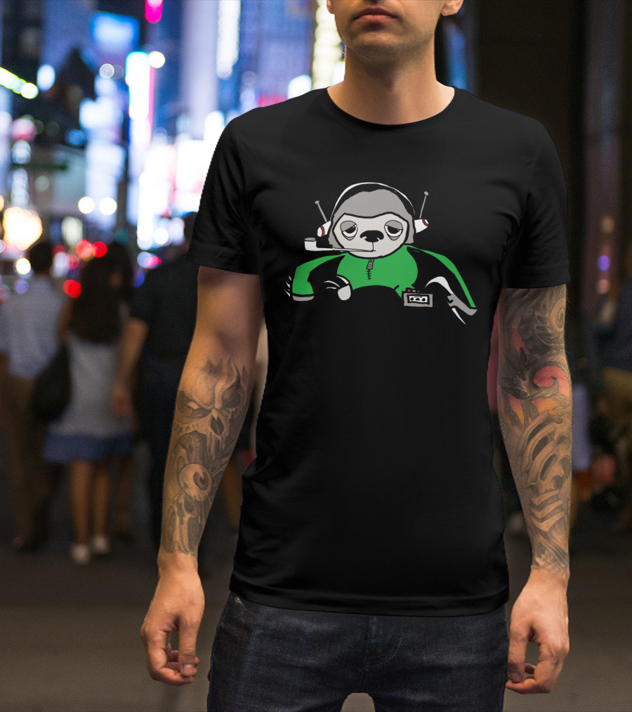 Lazy Sloth Gamer Style With Headset And Controller T-Shirt
