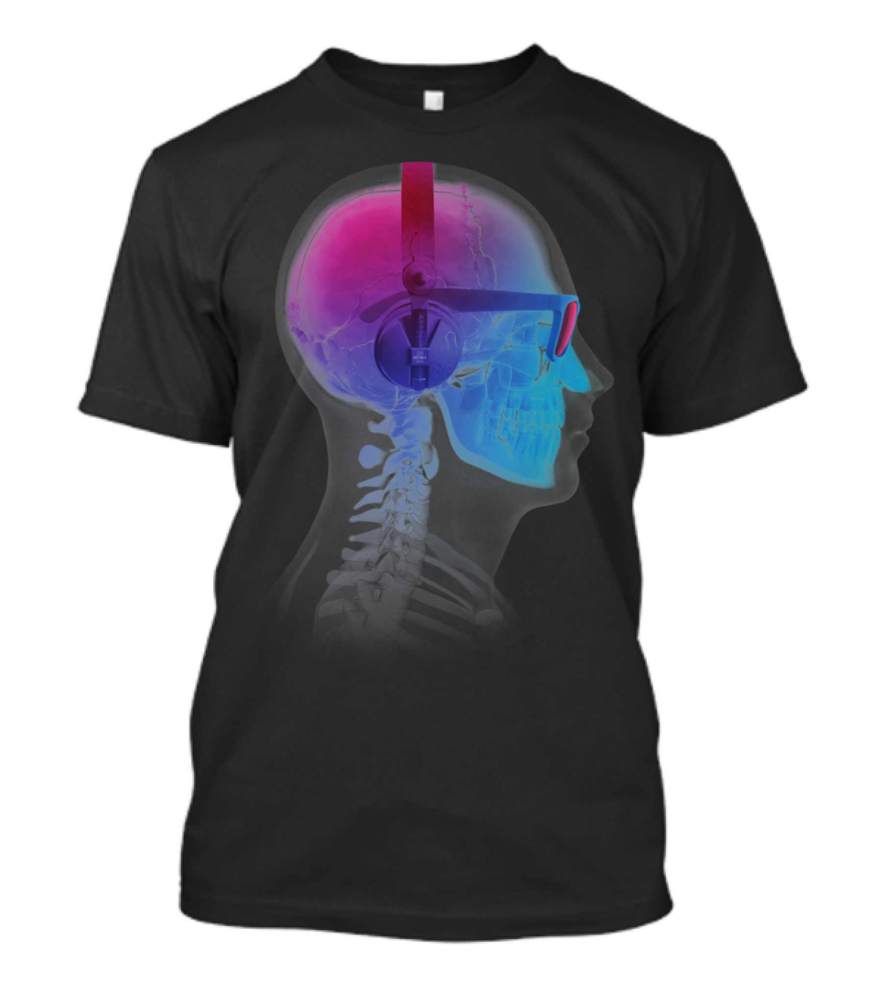 X-Ray Skull Headphones Electronic Music Fan T-Shirt
