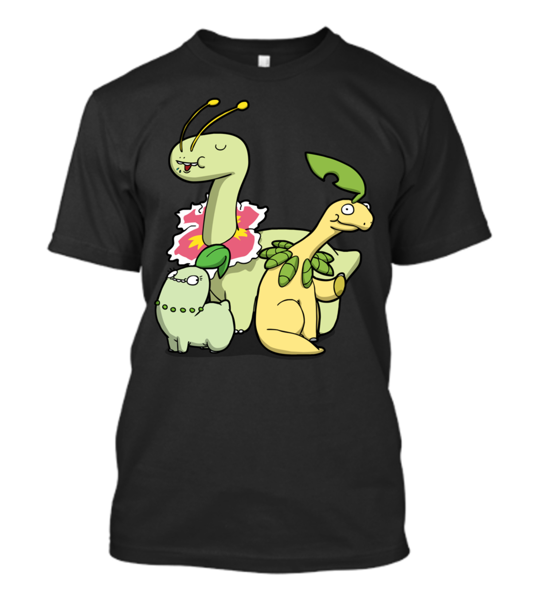 Leafy Dinosaurs Bayleef Meganium Tropius Cartoon T-Shirt