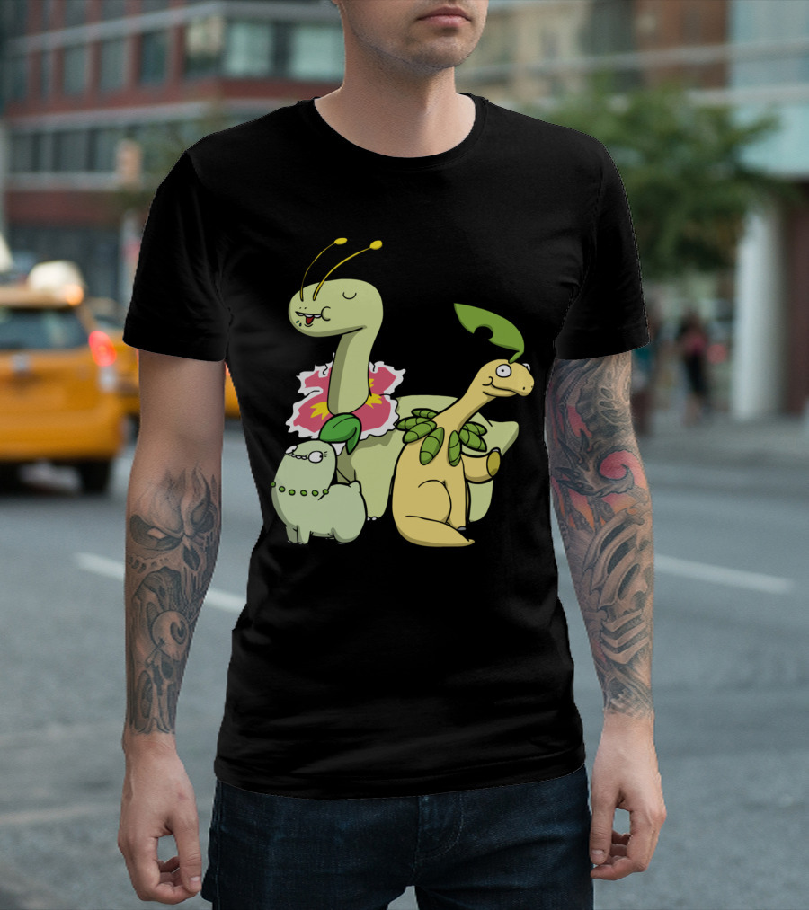 Leafy Dinosaurs Bayleef Meganium Tropius Cartoon T-Shirt