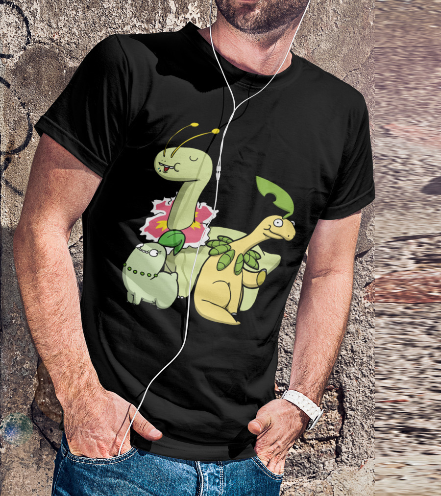 Leafy Dinosaurs Bayleef Meganium Tropius Cartoon T-Shirt
