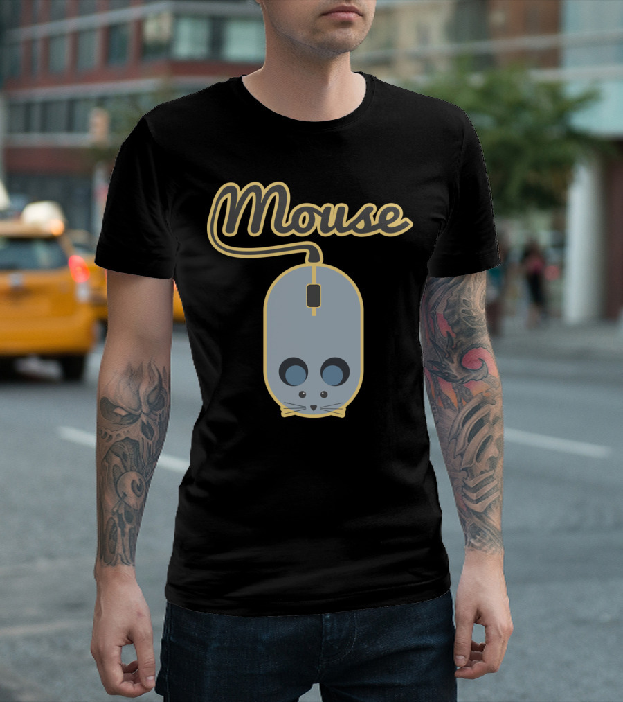 Mouse Computer Mouse Design with Face and Ears T-Shirt