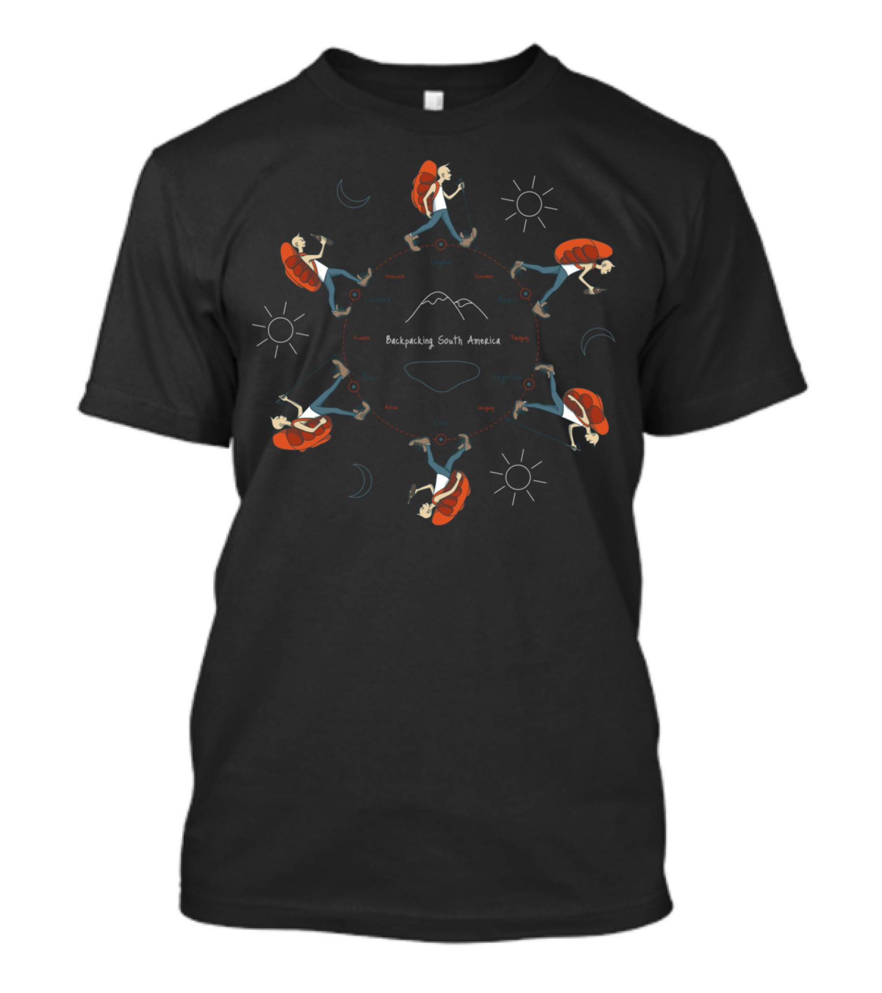 Backpacking South America Adventure Through Peru Bolivia Chile Argentina Ecuador Colombia Venezuela Brazil Paraguay T-Shirt