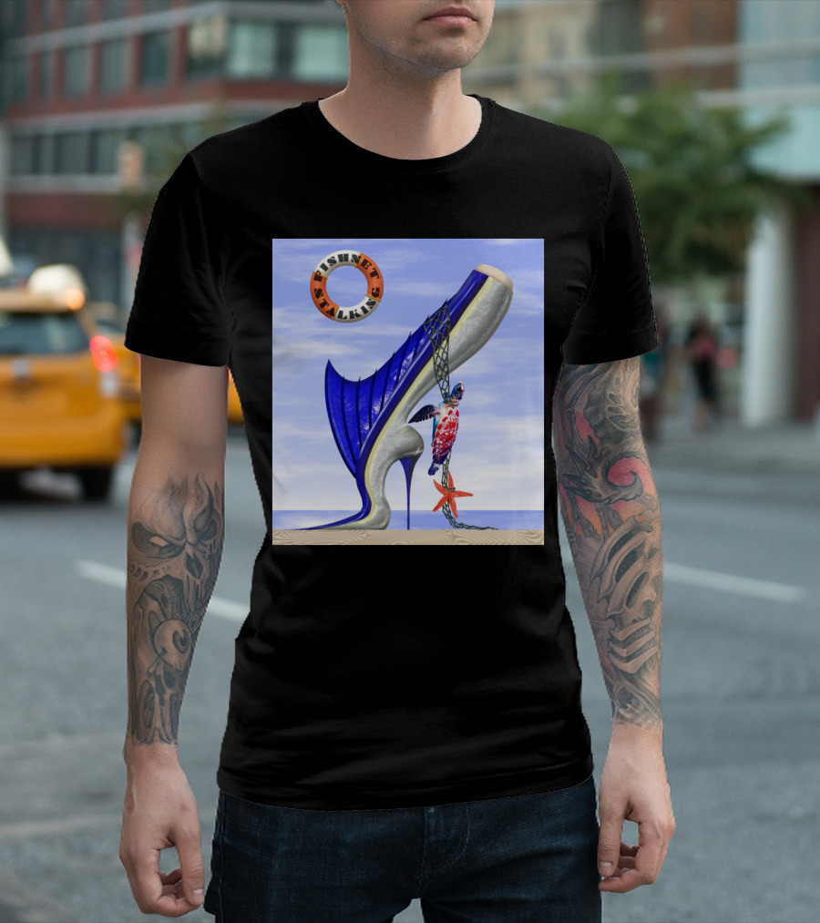 Fishnet Stalking Marine Life Conservat Ocean High Heel Fish T-Shirt