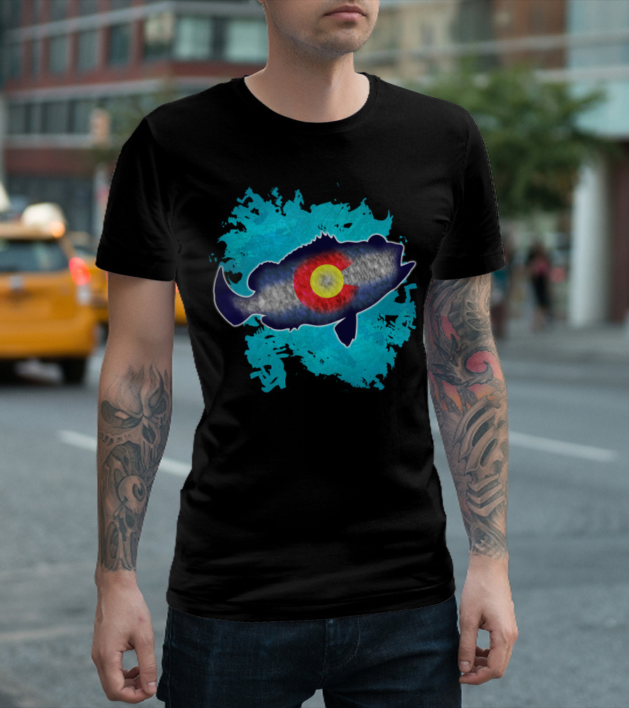 Colorado Flag Bass Fish Splash State Symbol Colorful T-Shirt