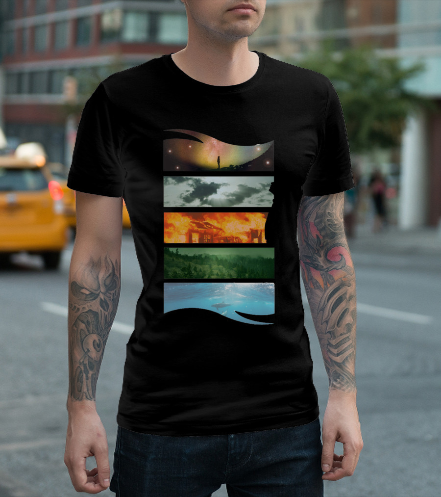 Cosmos Sky Fire Forest Ocean Elements T-Shirt