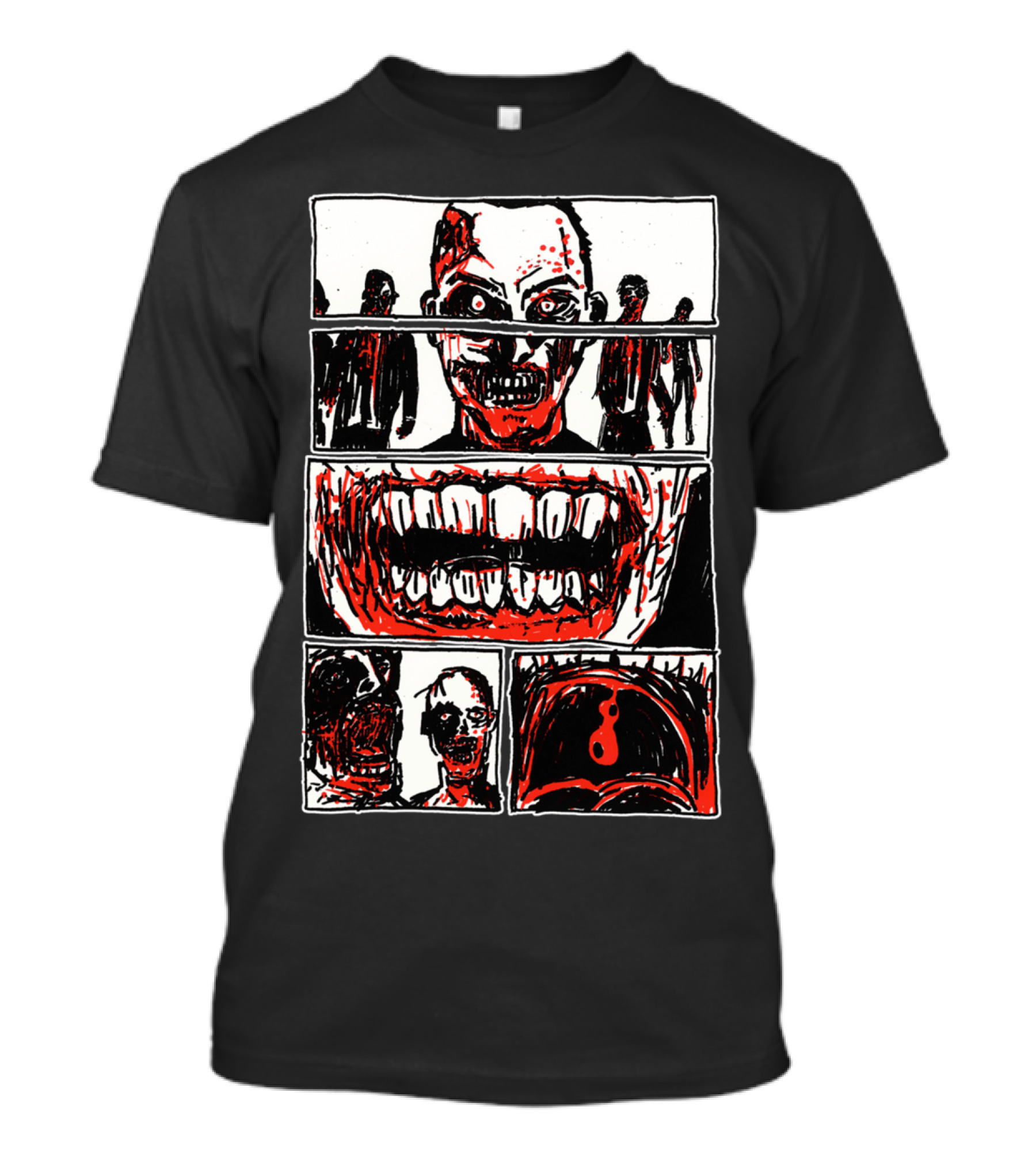 Dead All Over Zombie Comic Graphic Horror Panels T-Shirt