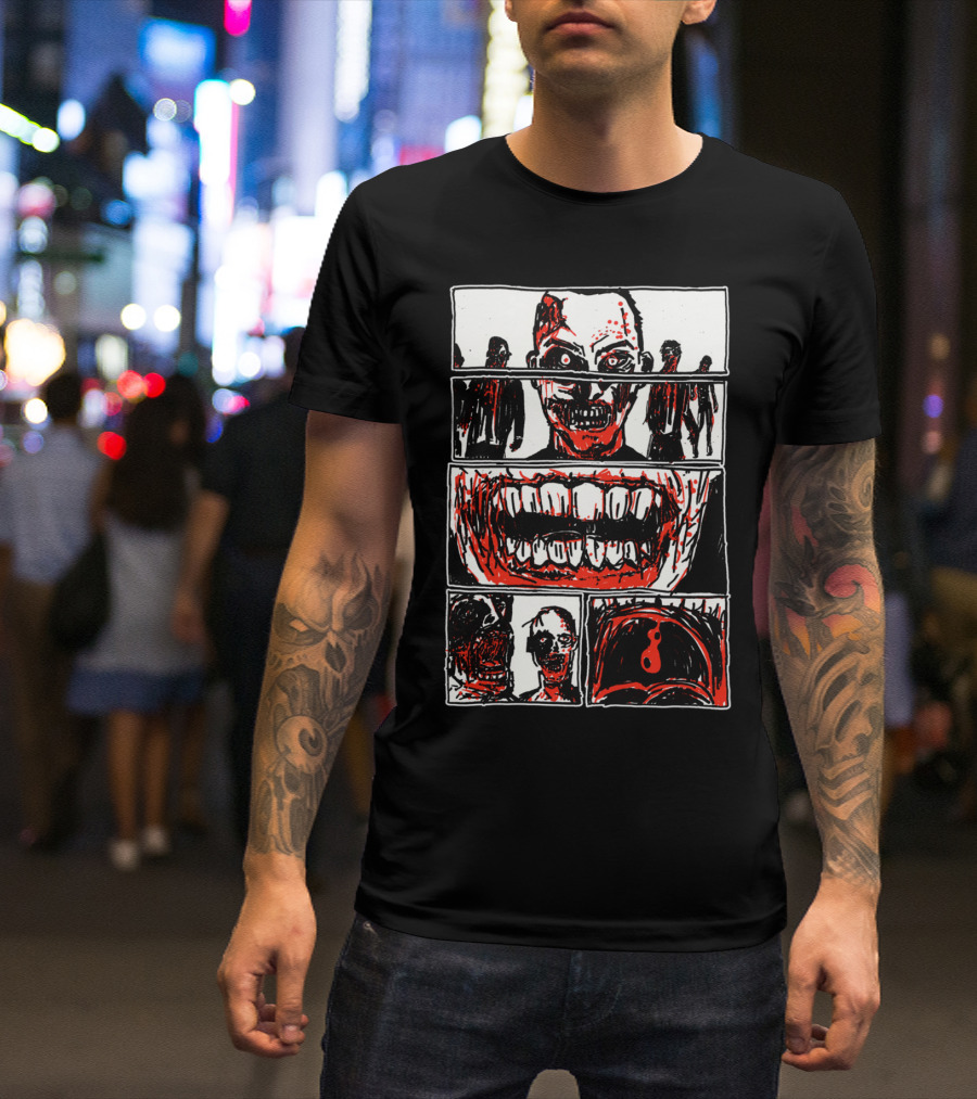 Dead All Over Zombie Comic Graphic Horror Panels T-Shirt