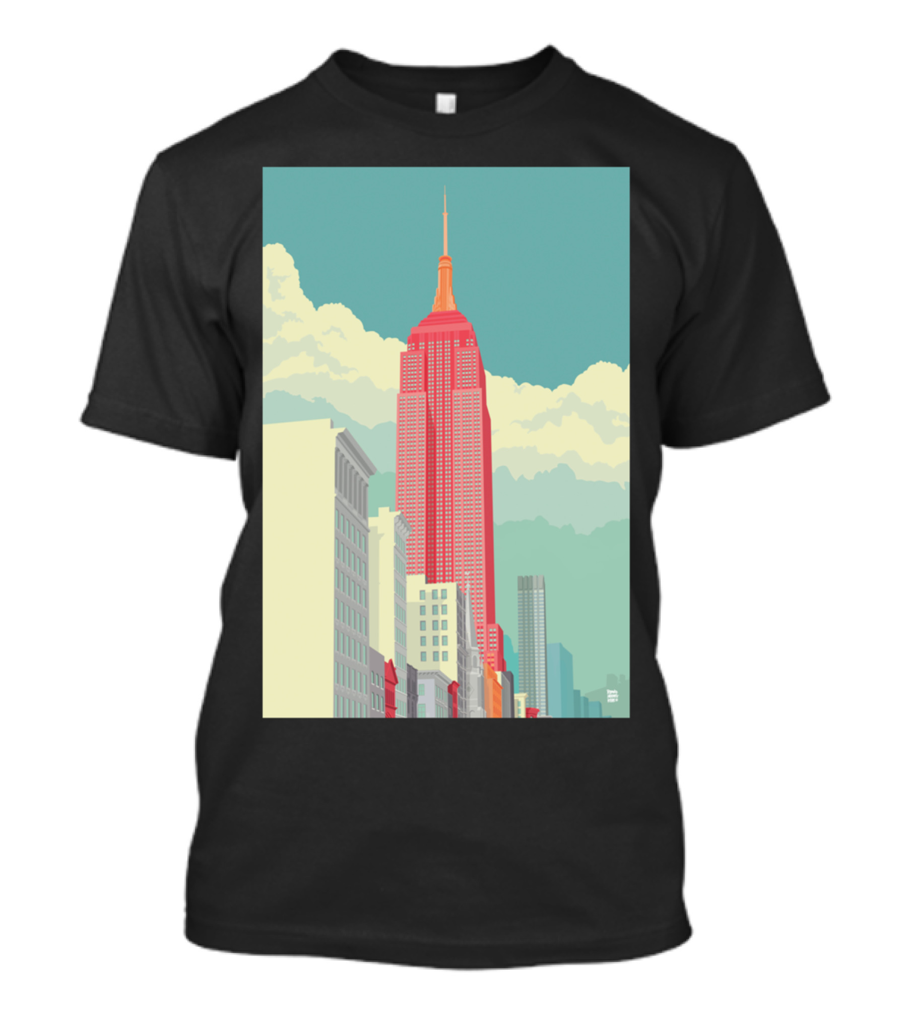 5th Avenue Empire State Building New York City Skyline Clouds T-Shirt