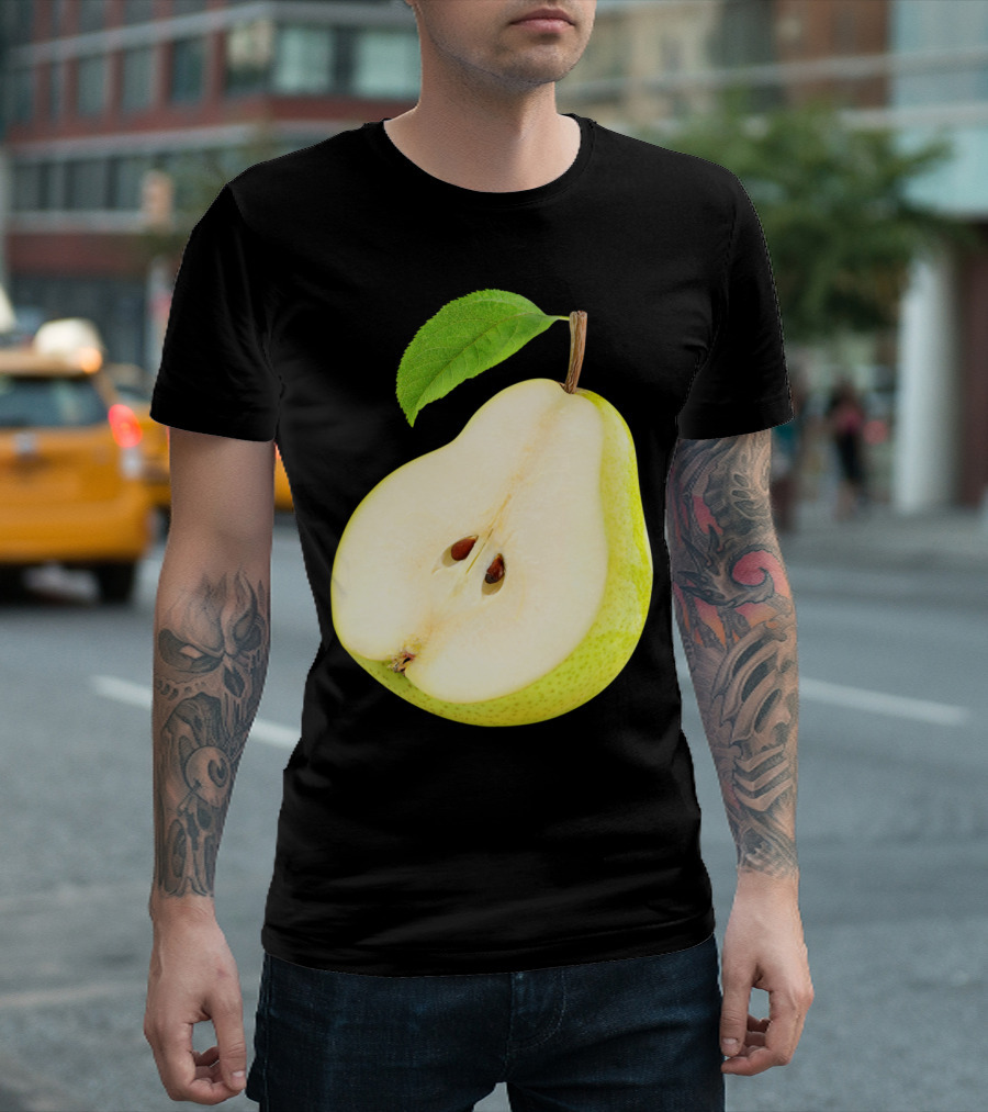 Half Of Pear Slice With Leaf T-Shirt