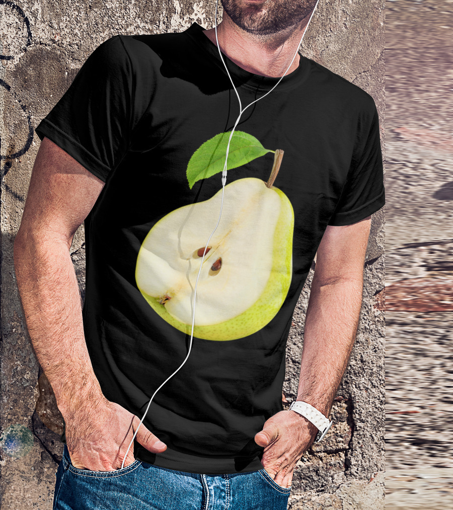 Half Of Pear Slice With Leaf T-Shirt