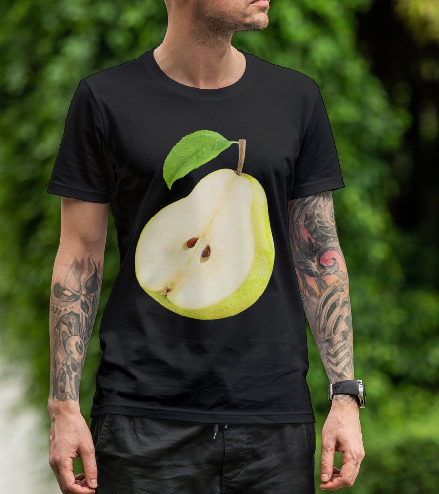 Half Of Pear Slice With Leaf T-Shirt
