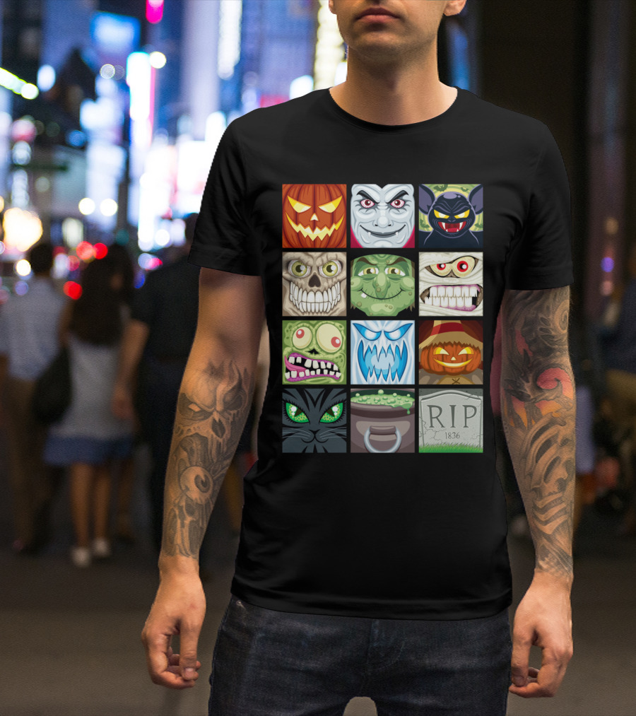 Halloween Avatars Jack-O'-Lantern Skull Zombie Griffin Pumpkin Cat RIP 1836 T-Shirt