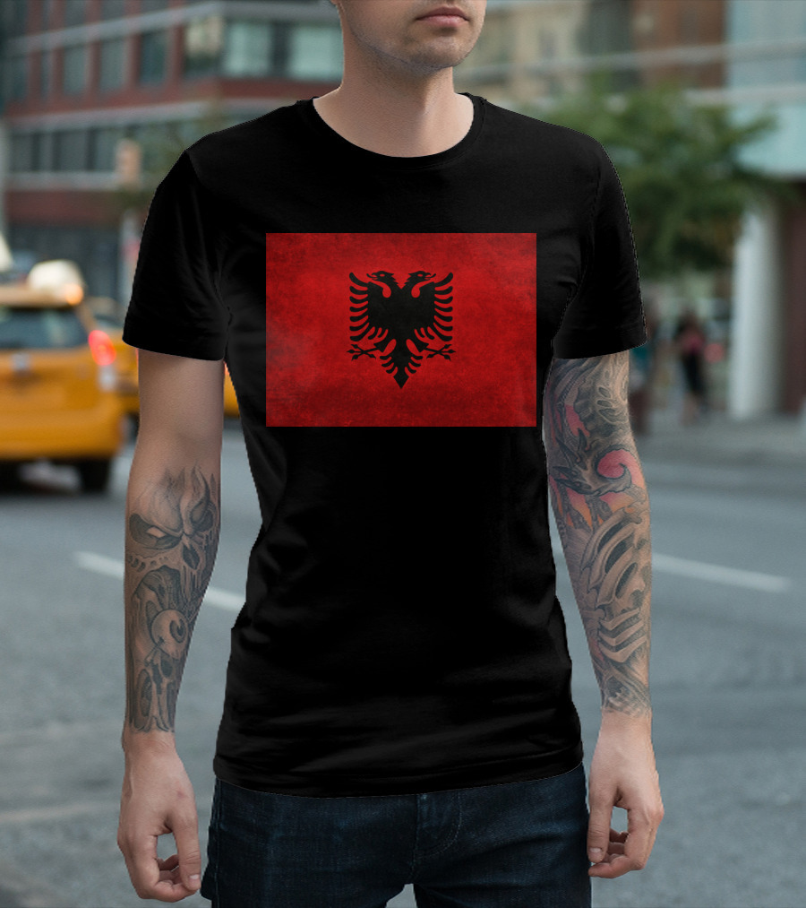 Albania Flag Super Grunge T-Shirt