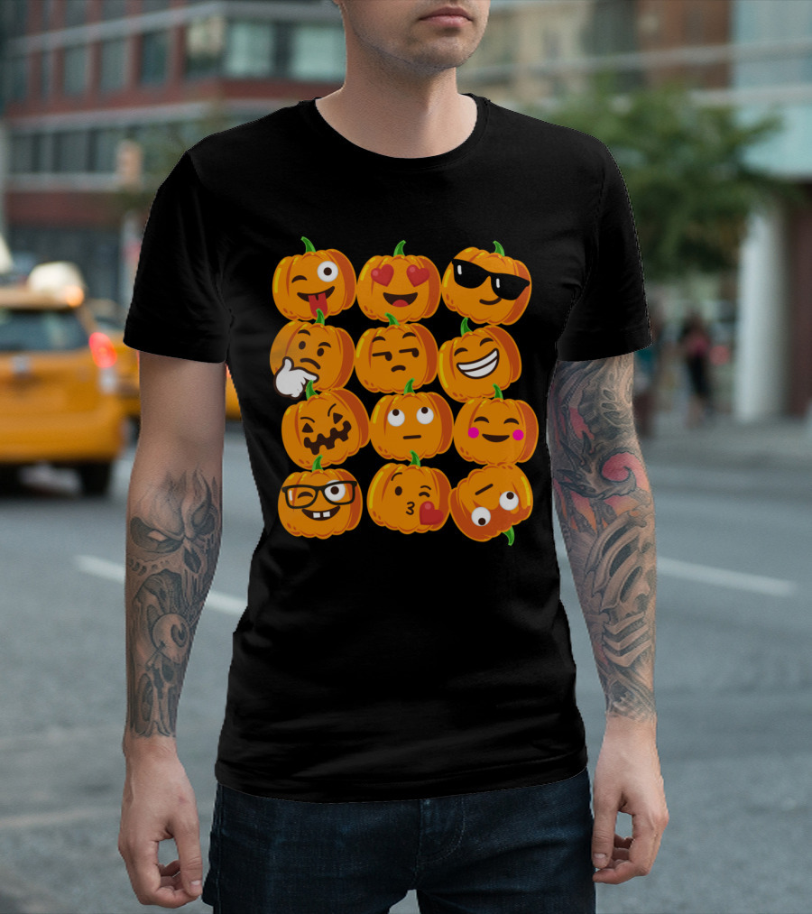 Pumpkin Faces with Emoji Expressions T-Shirt