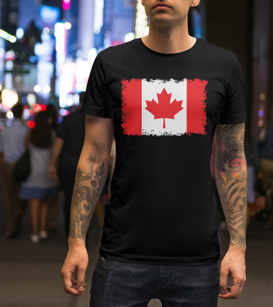 Grunge Distressed Flag Of Canada Maple Leaf T-Shirt