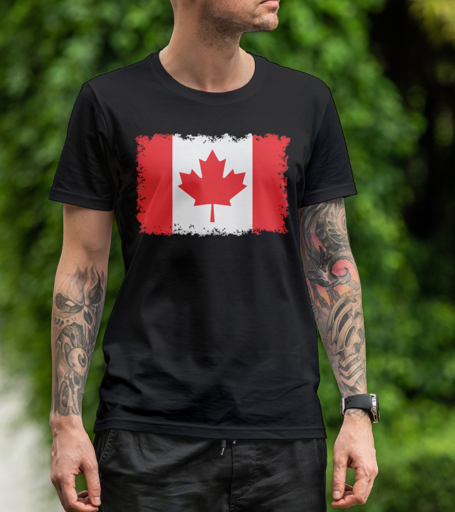 Grunge Distressed Flag Of Canada Maple Leaf T-Shirt