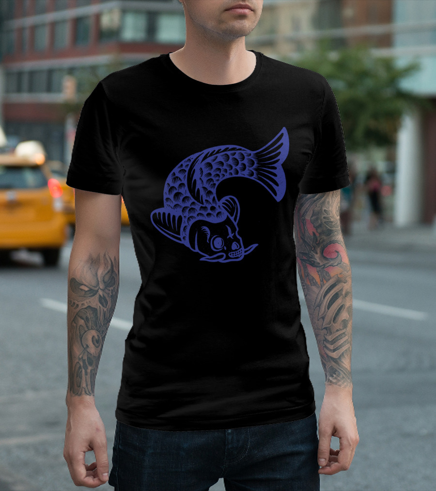 Deadcarp Skeleton Blue Fish T-Shirt