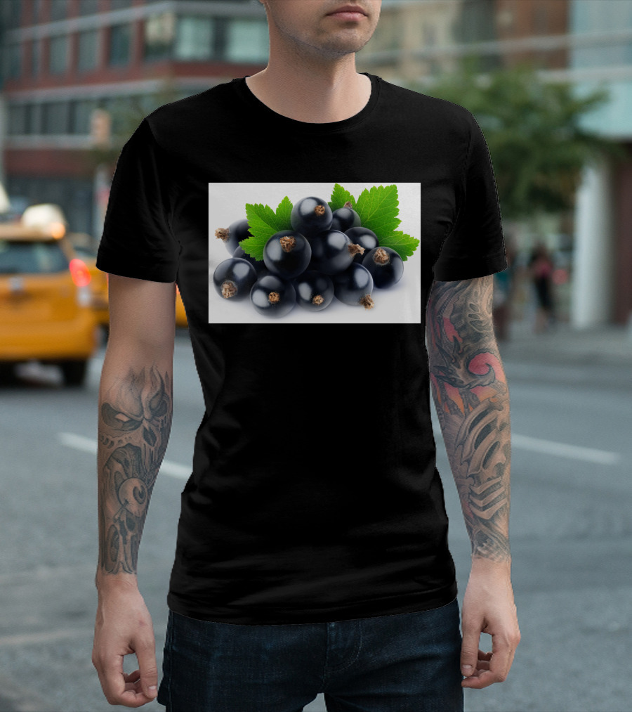 Black Currants with Green Leaves Stack T-Shirt
