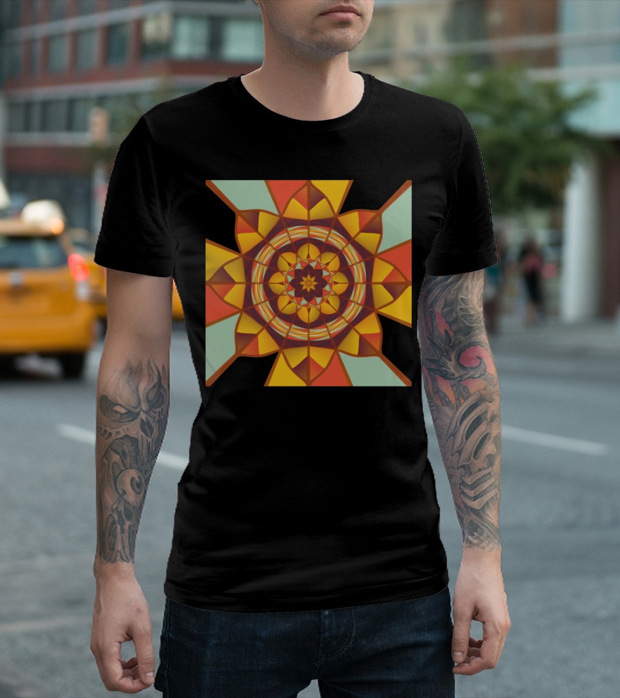 Multicolored Geometric Kaleidoscope Flower T-Shirt