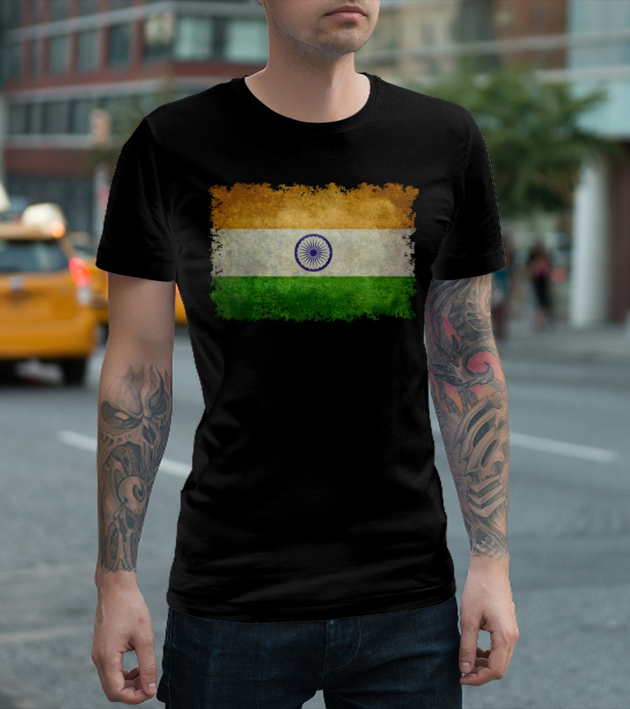 Flag Of India Grunge Style Texture T-Shirt