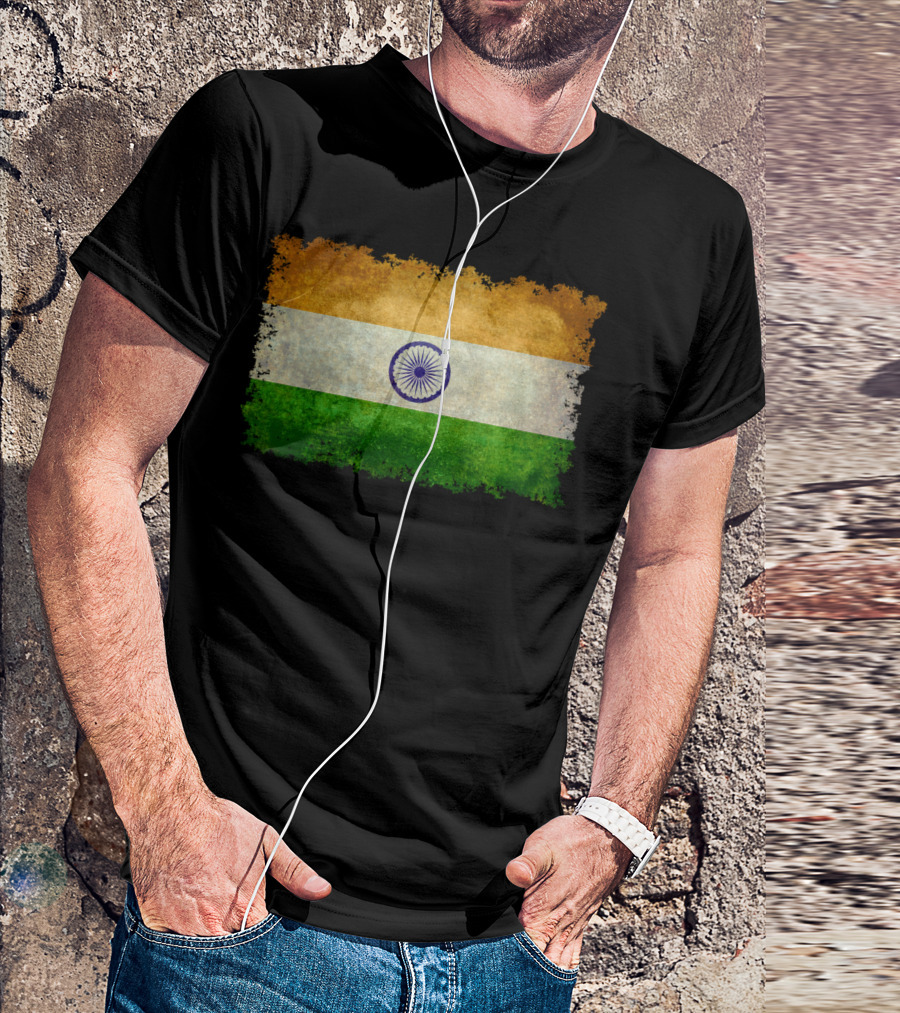 Flag Of India Grunge Style Texture T-Shirt
