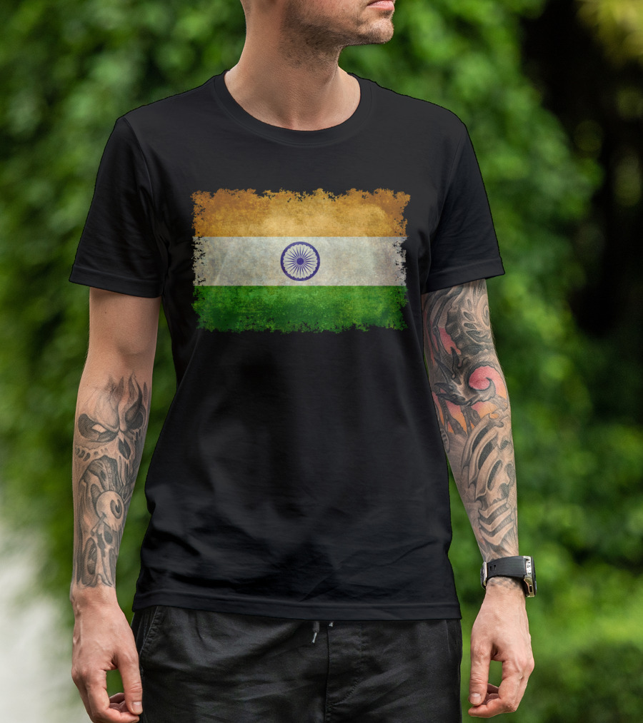 Flag Of India Grunge Style Texture T-Shirt