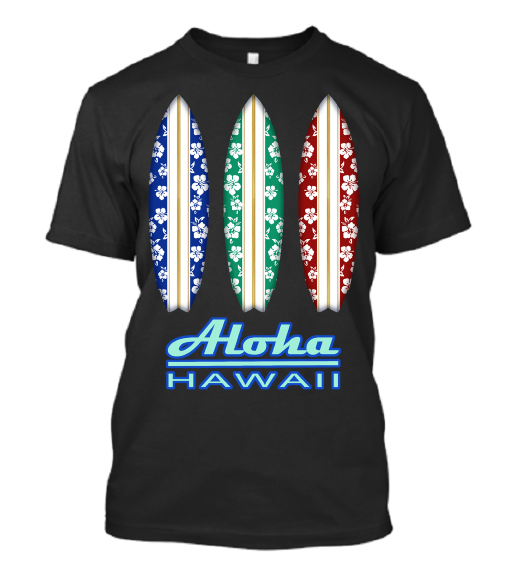 Aloha Hawaii Tropical Surfboards With Floral T-Shirt