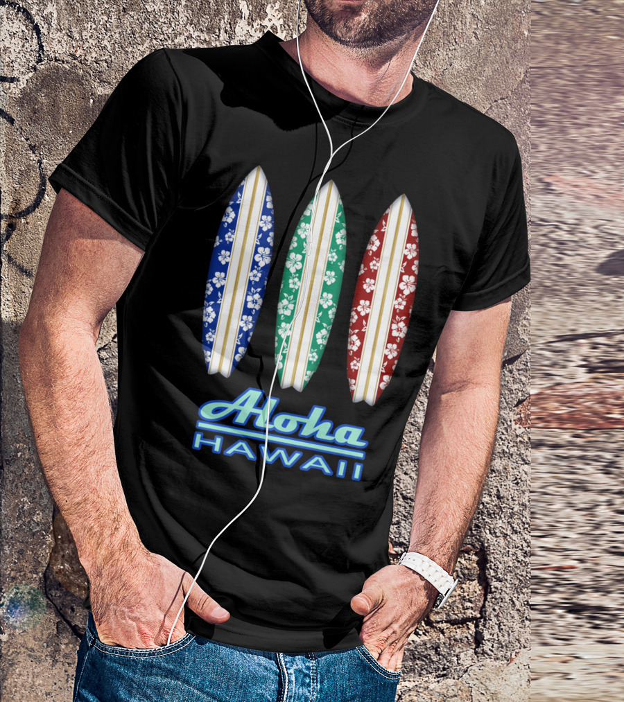 Aloha Hawaii Tropical Surfboards With Floral T-Shirt