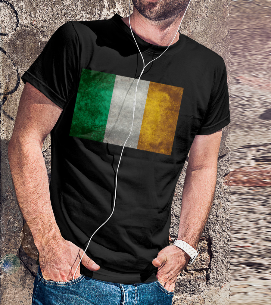 Vintage Style Distressed Irish Tricolor Flag T-Shirt