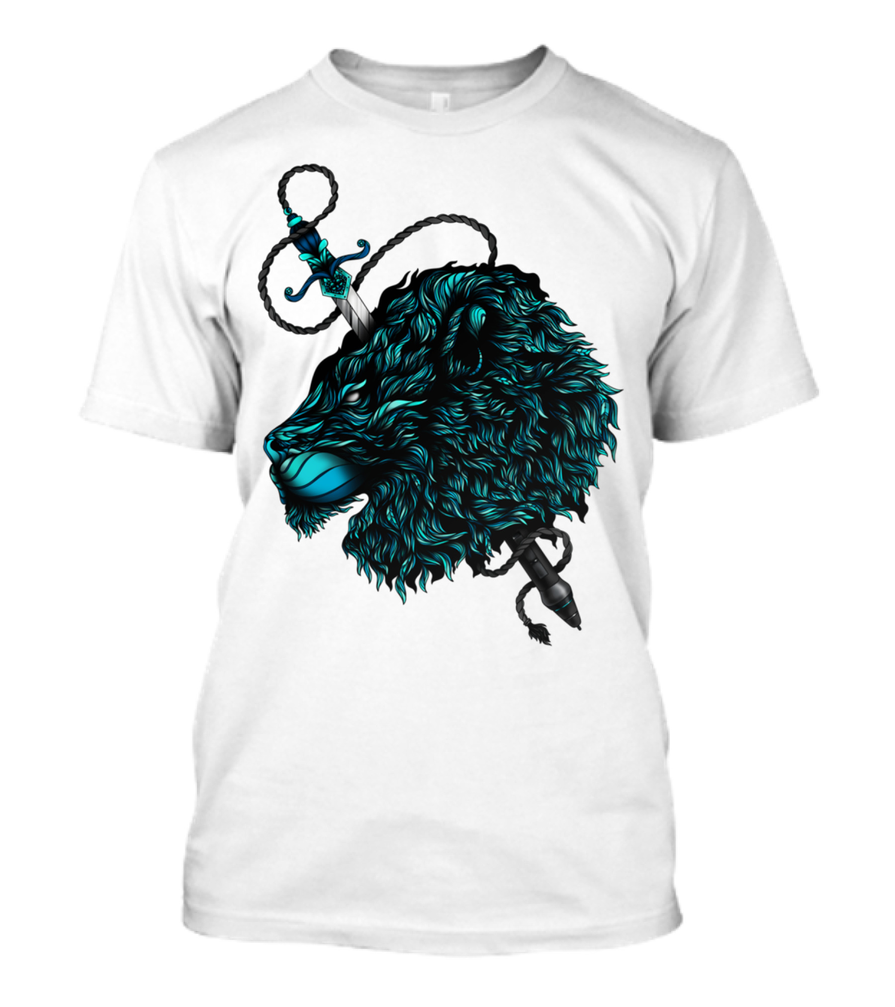 Courage Lion Head With Sword And Rope T-Shirt