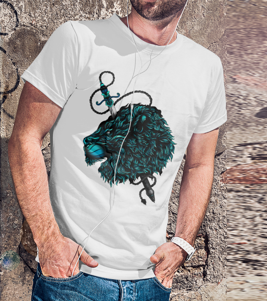 Courage Lion Head With Sword And Rope T-Shirt