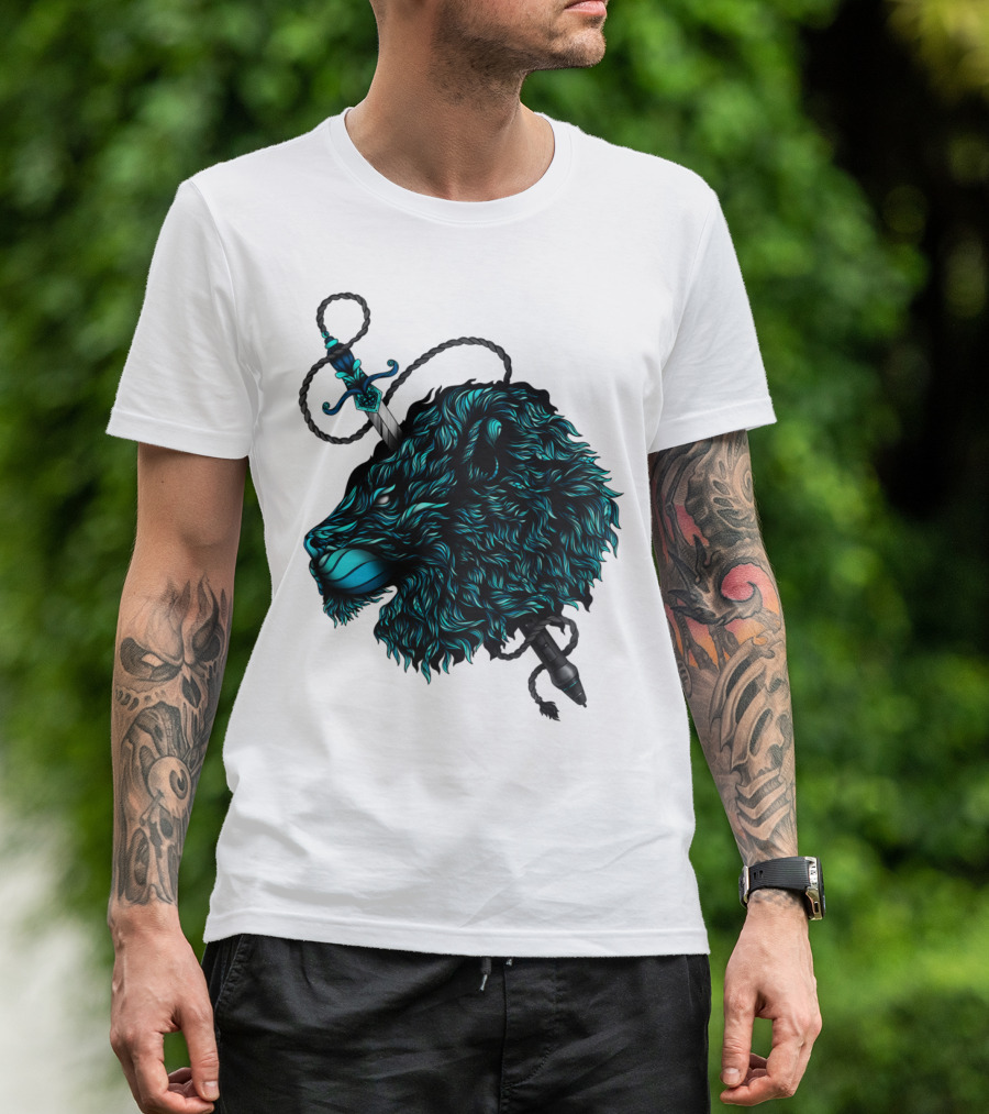 Courage Lion Head With Sword And Rope T-Shirt