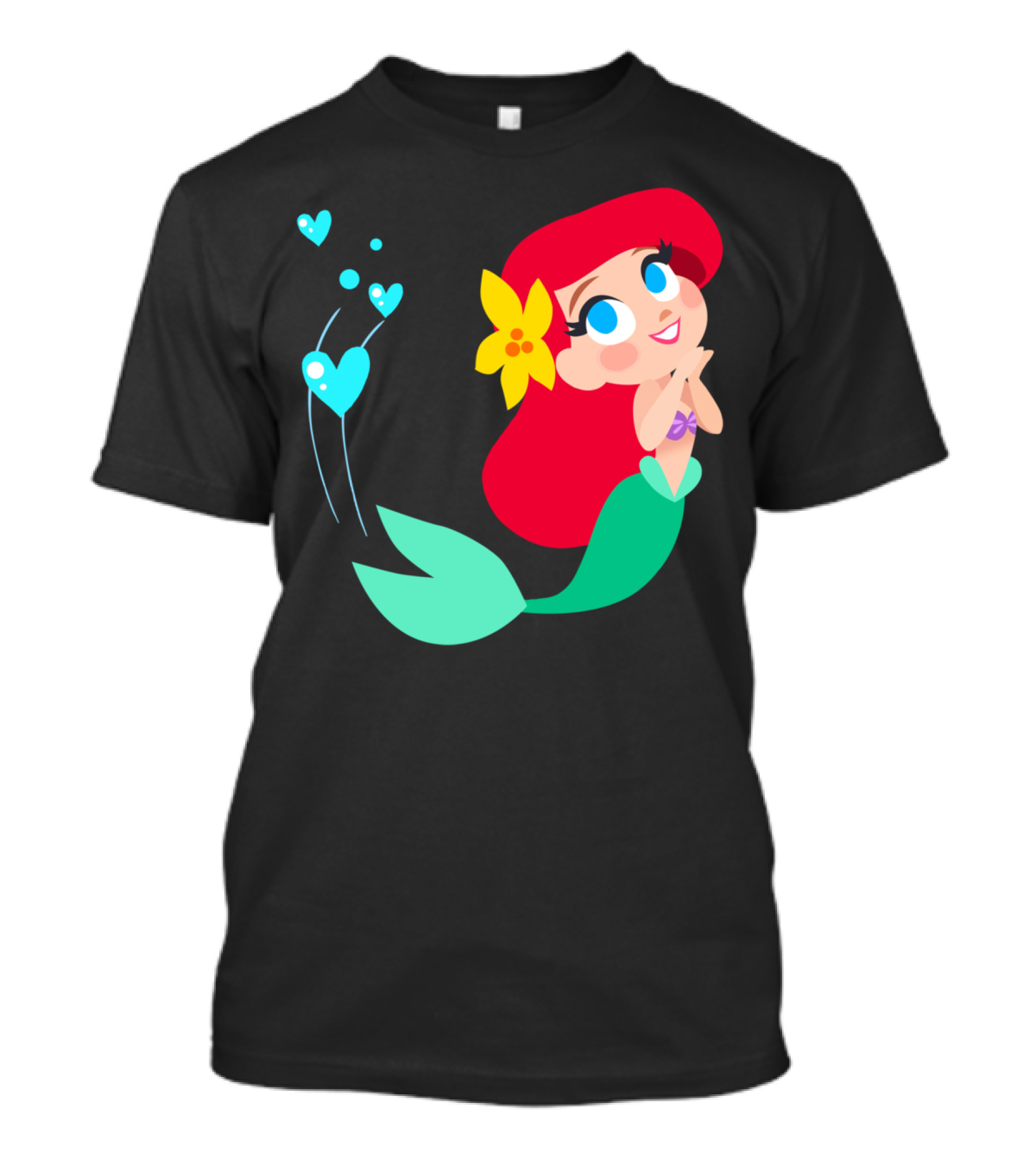 Ariel Mermaid Hearts Cute Flower Disney T-Shirt