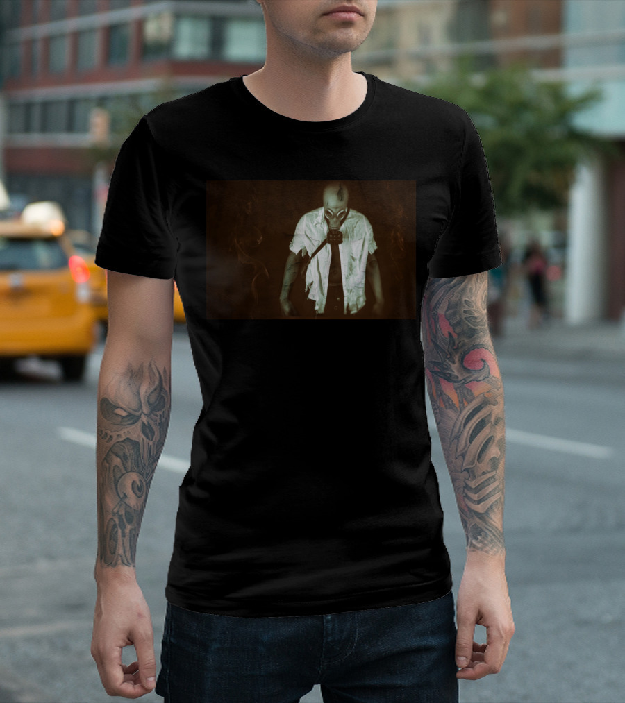 Gas Mask Apocalyptic Man Dark Smoky Atmosphere T-Shirt