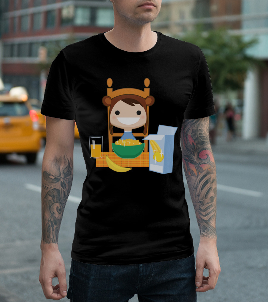 CEREALBOY Smiling Character with Breakfast Elements and Juice T-Shirt