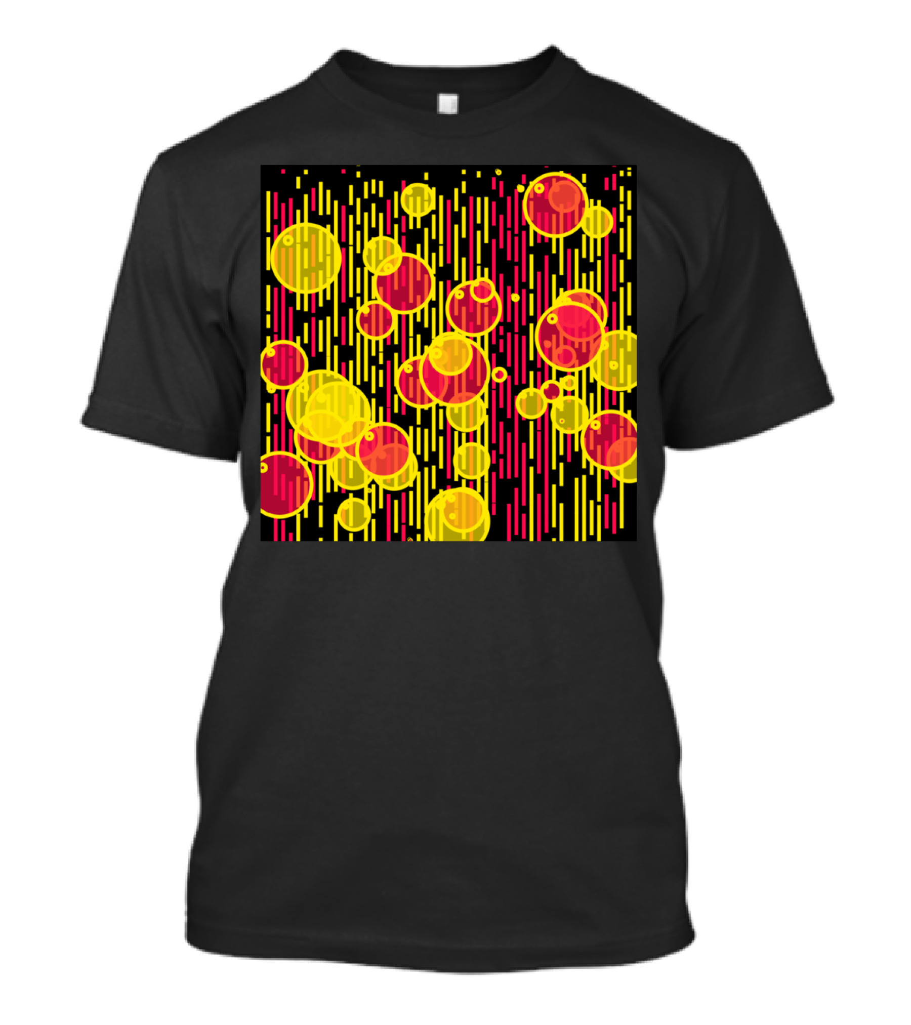 Bubbles And Lines Vibrant Yellow Red T-Shirt