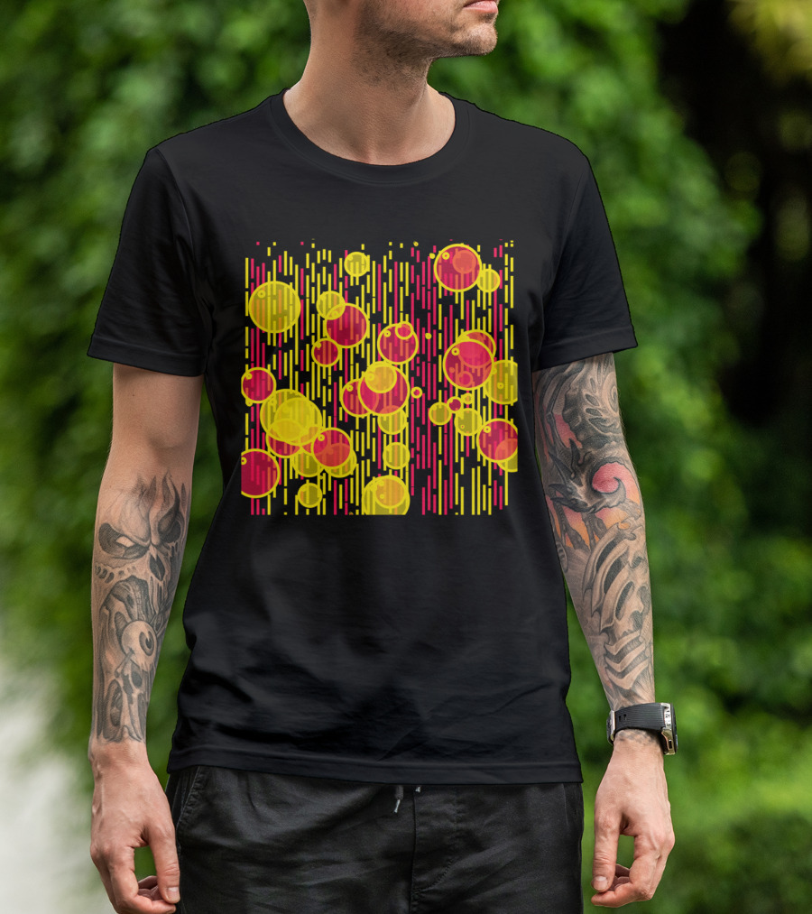 Bubbles And Lines Vibrant Yellow Red T-Shirt