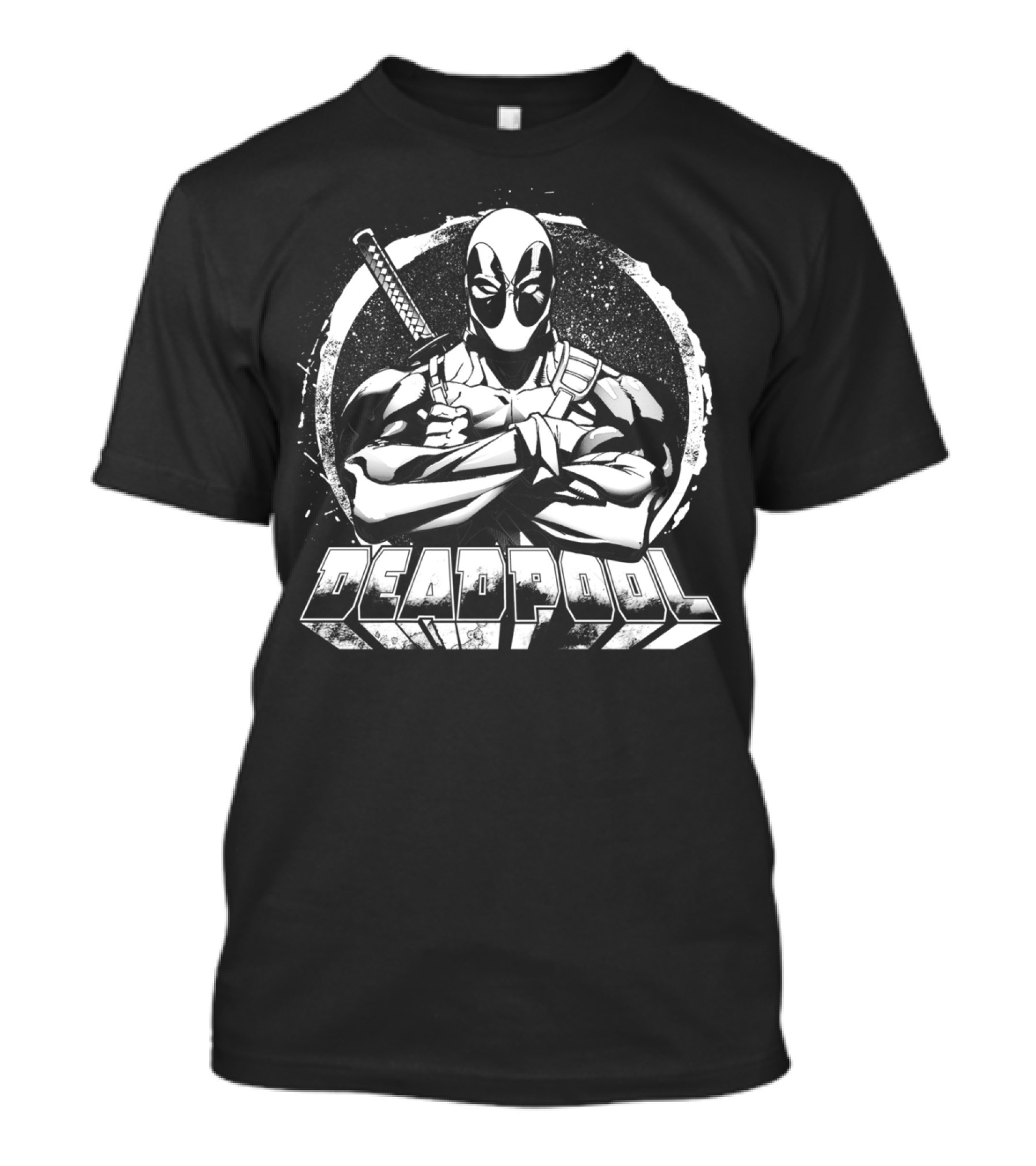 Deadpool Arms Crossed Sword Stare Down T-Shirt
