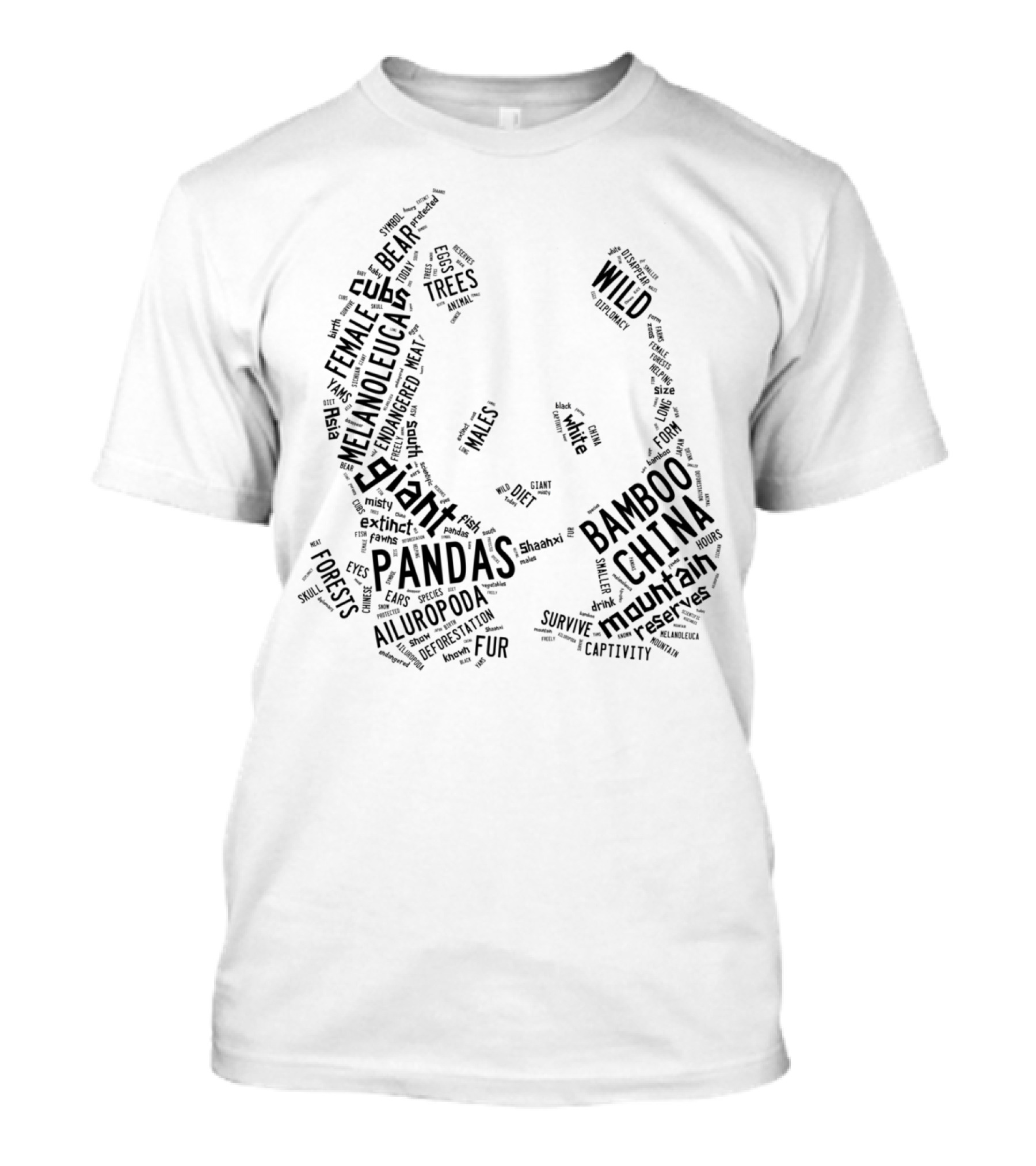 Black Giant Panda Wild Bamboo China Pandas Forests Trees Mountain Reserves T-Shirt