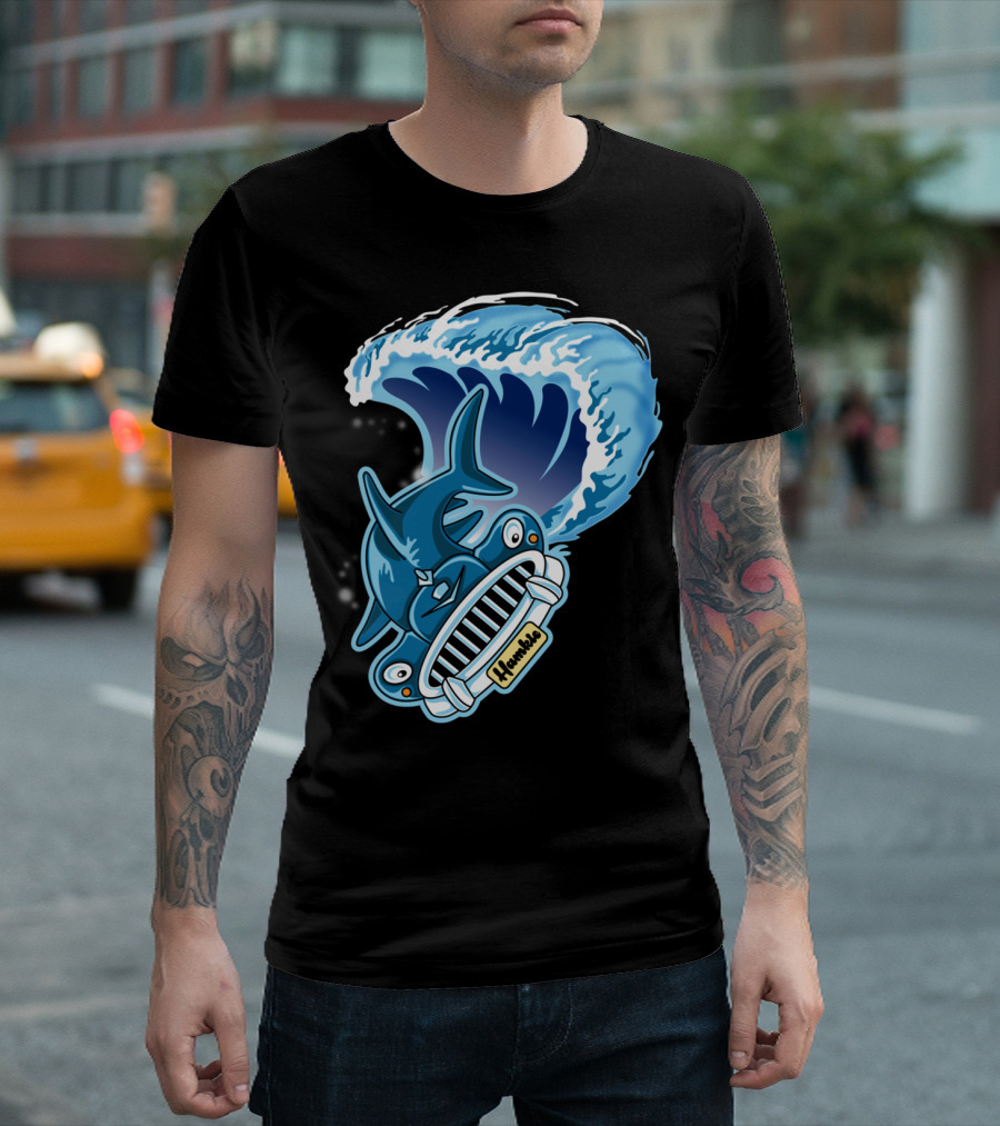Hankie Shark Surfer Car Wave T-Shirt