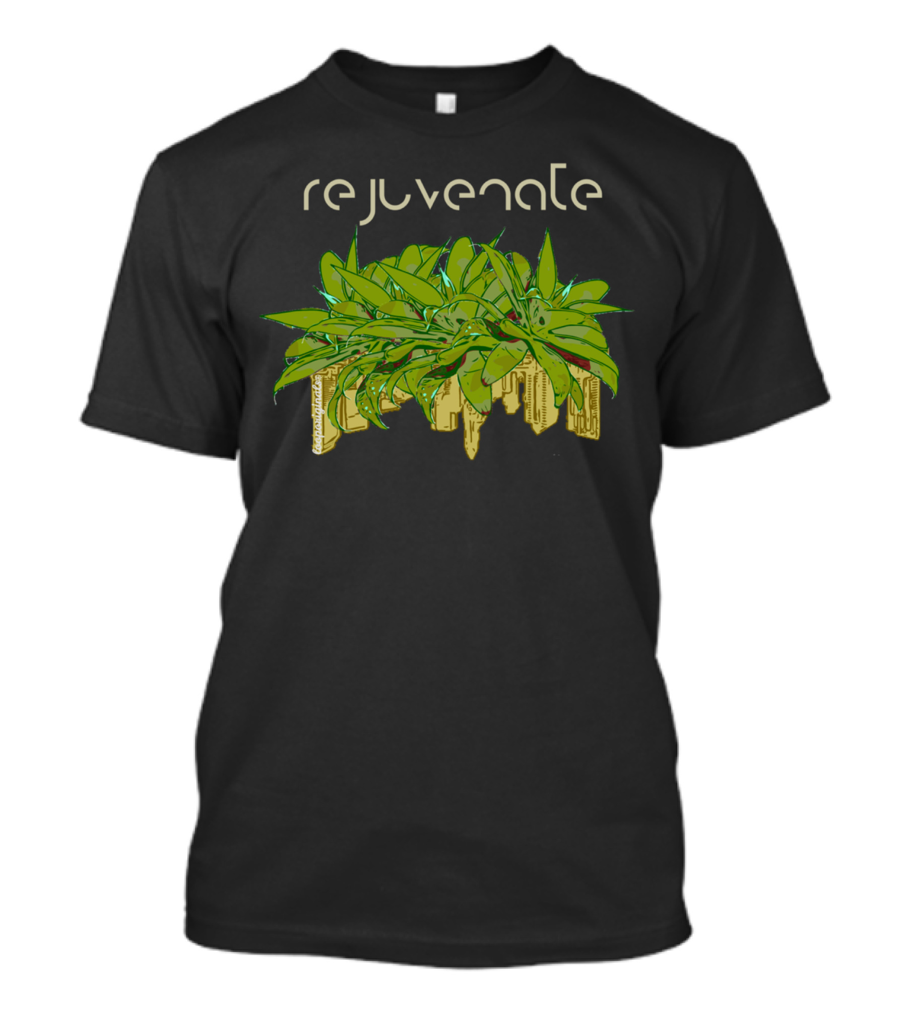 Rejuvenate Cityscape Green Foliage Fusion T-Shirt