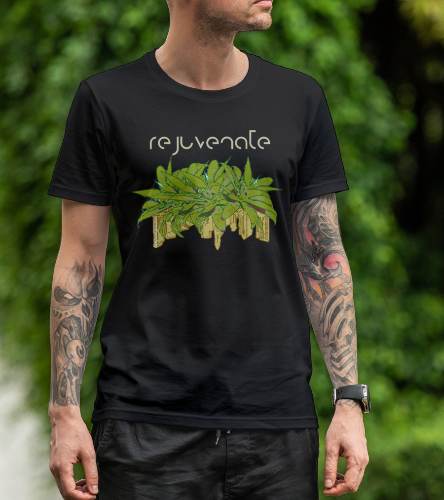 Rejuvenate Cityscape Green Foliage Fusion T-Shirt